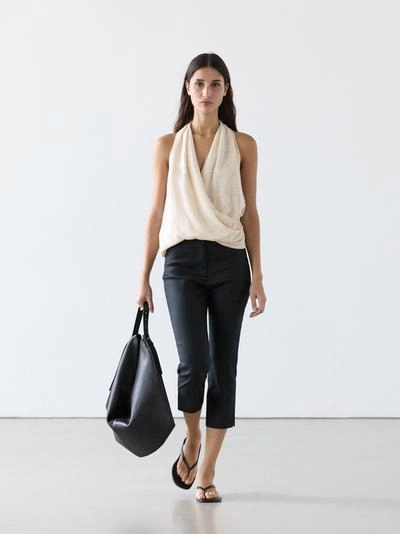 Топ с драпировкой из льна- Заказать в России