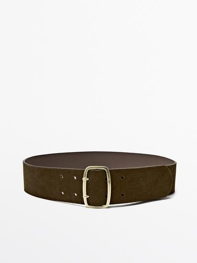 Massimo Dutti Ремень из замши с прямоугольной пряжкой купить с доставкой.