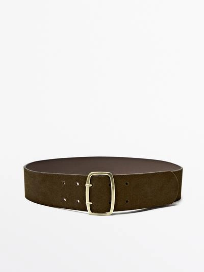 Ремень из замши с прямоугольной пряжкой- Заказать в России