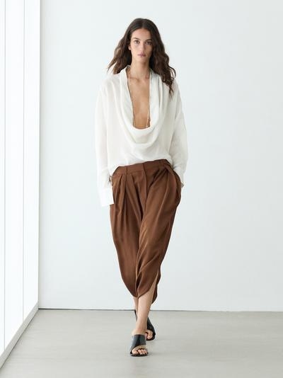 Massimo Dutti Юбка-шорты из шелковой ткани с защипами