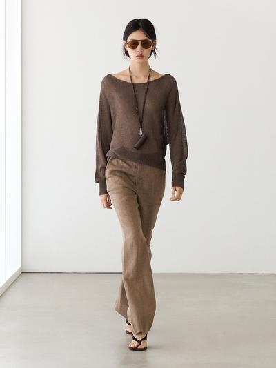 Massimo Dutti Брюки из 100% льна с укороченным брючным широким кроем купить с доставкой.