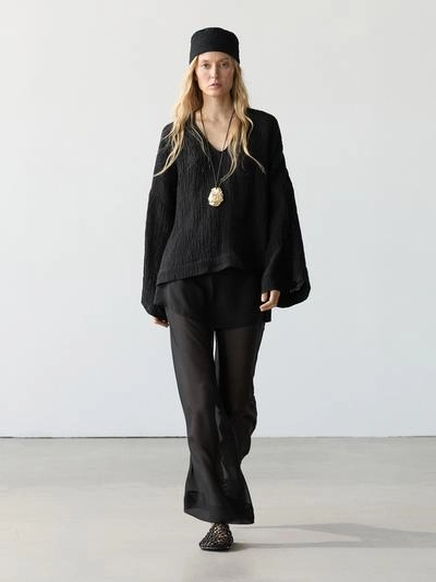 Приталенная блуза из 100% льна- Заказать в России