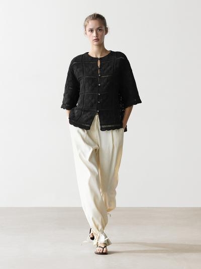 Massimo Dutti Кардиган с кружевной вязкой и вышивкой
