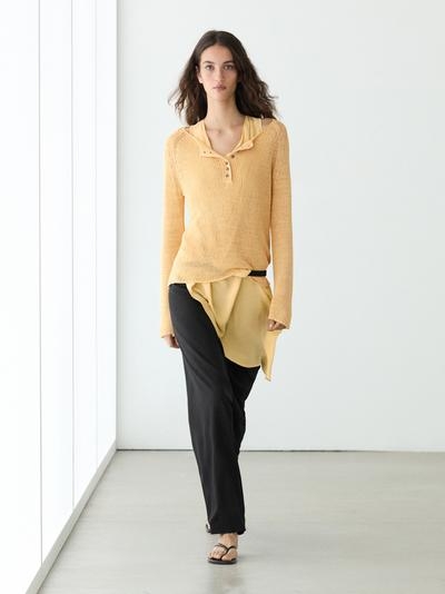 Massimo Dutti Пуловер из льна с деталями воротника