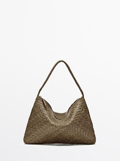 Massimo Dutti Средняя плетеная кожаная сумка через плечо