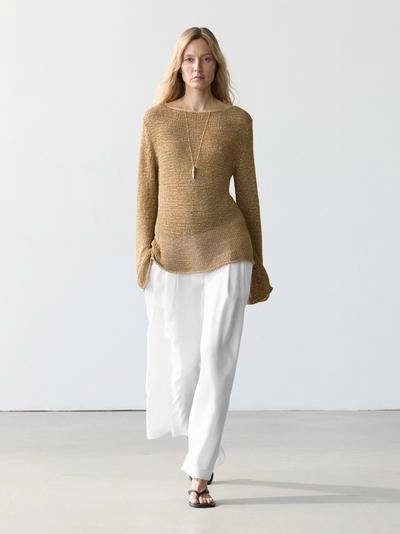 Брюки из льняной смеси со свободным кроем- Заказать в России