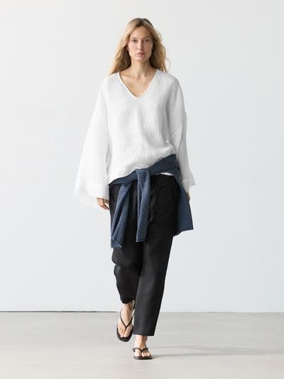 Massimo Dutti Блузка из 100% льна с плавным падением