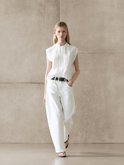 Massimo Dutti Рубашка из 100% льна с пуговицами купить с доставкой.