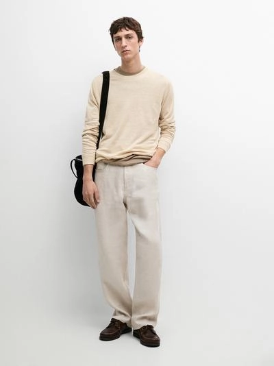 Свитер из льна с круглым вырезом