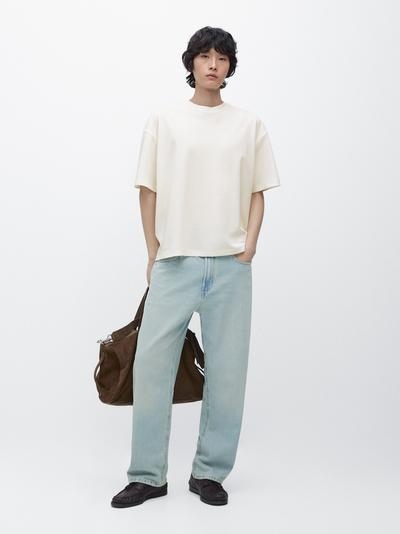 Massimo Dutti Широкая футболка из хлопкового смесового материала с короткими рукавами