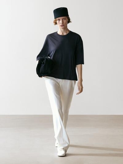 Massimo Dutti Футболка с короткими рукавами из хлопка OVERSIZE