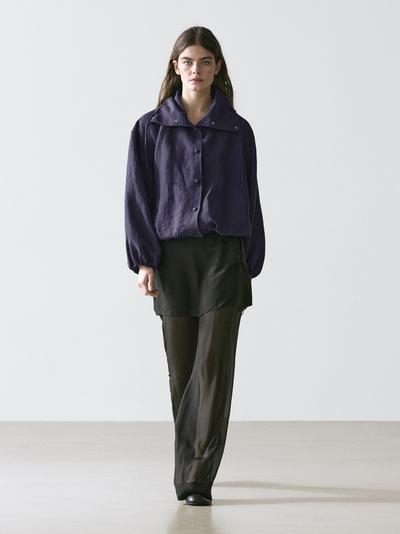 Massimo Dutti Бомбер из 100% льна с воротником купить с доставкой.