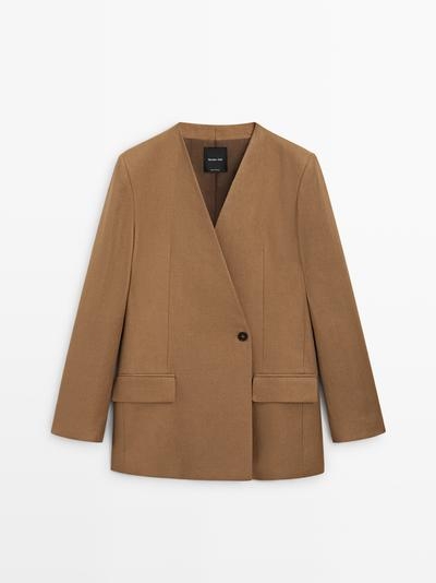 Massimo Dutti Пиджак на льняной основе без воротника с застежкой на пуговице купить с доставкой.