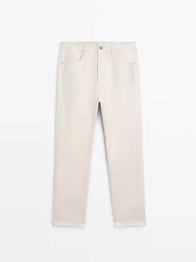 Джинсы из хлопка и льна с зауженным кроем- Заказать в России