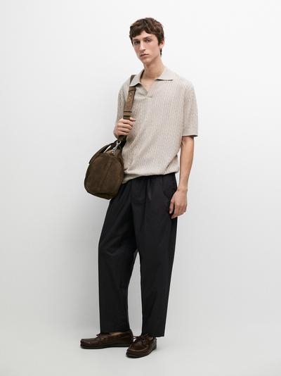 Massimo Dutti Поло с короткими рукавами из вязаного полотна с оплеткой