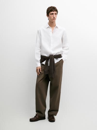 Massimo Dutti Рубашка из льна свободного кроя