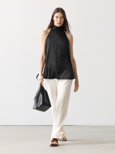 Massimo Dutti Топ с галстуком на шее из атласа купить с доставкой.