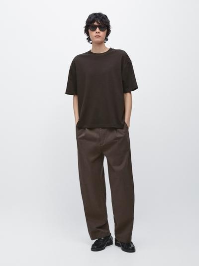 Massimo Dutti Футболка из хлопкового микса прямого кроя с коротким рукавом купить с доставкой.