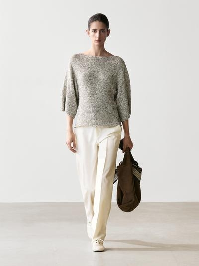 Massimo Dutti Пуловер-пончо из вязаного хлопка купить с доставкой.