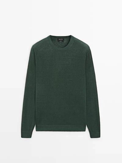 Пуловер из льна с круглым вырезом- Заказать в России