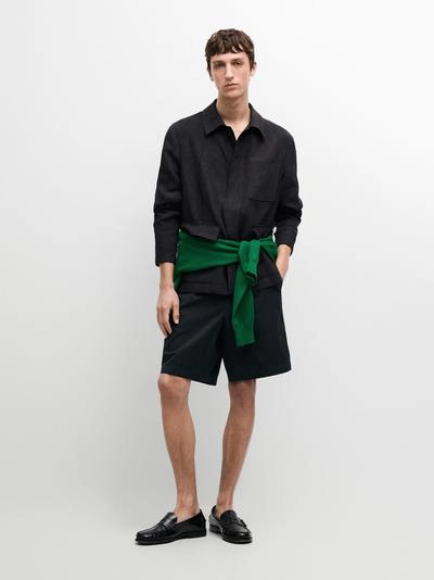 Хлопковые бермуды с деталями на талии- Заказать в России