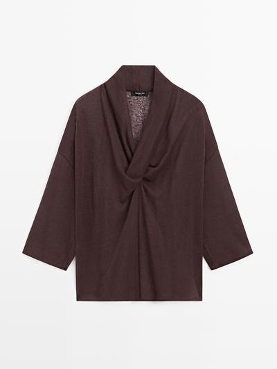 Massimo Dutti Рубашка из льняной смеси с воротником-хомутом купить с доставкой.