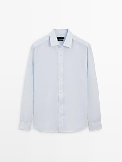 Massimo Dutti Рубашка из льна в полоску с приталенной посадкой купить с доставкой.