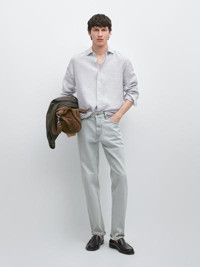 Massimo Dutti Рубашка из льна в полоску с узким кроем купить с доставкой.