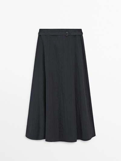 Длинная юбка с деталями пояса- Заказать в России