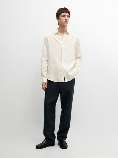 Massimo Dutti Рубашка из льна с регулярной посадкой купить с доставкой.