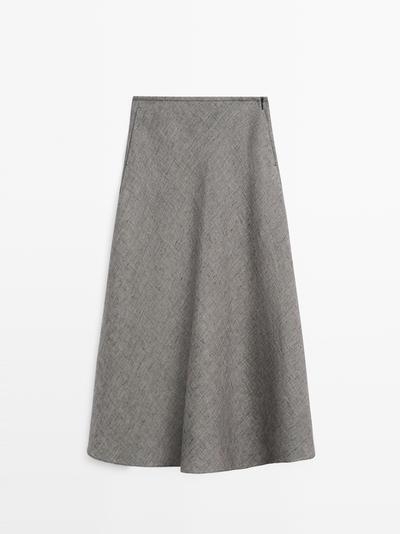 Massimo Dutti Юбка миди из льна с расклешенной юбкой