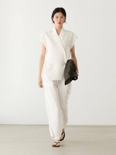 Massimo Dutti Жилет из льна на пуговицах купить с доставкой.