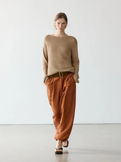 Брюки со свободным кроем и деталью на завязке- Заказать в России