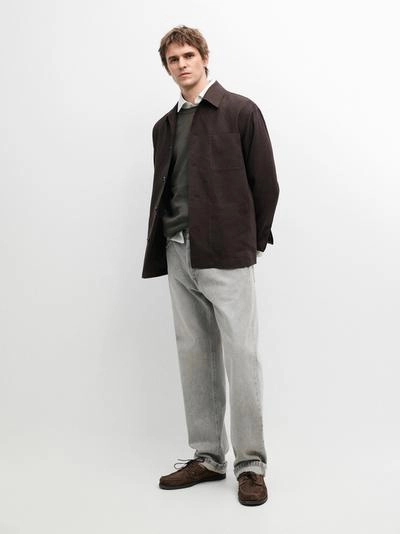 Льняная рубашка с карманами- Заказать в России