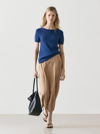 Massimo Dutti Юбка с поясом из замши купить с доставкой.