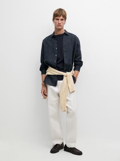 Massimo Dutti Рубашка из льна в полоску с регулярной посадкой купить с доставкой.