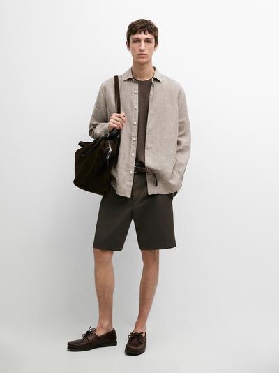 Massimo Dutti Шорты бермуды из хлопково-синтетической смеси с карманом