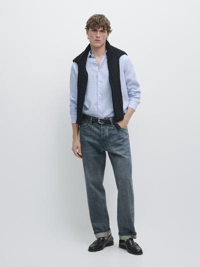 Massimo Dutti Рубашка из льна в полоску свободного кроя купить с доставкой.