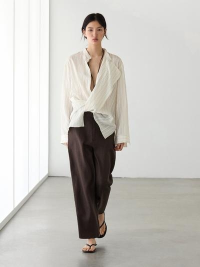 Massimo Dutti 100% льняные брюки CARROT FIT купить с доставкой.