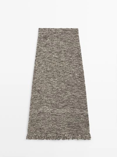 Юбка с деталями бахромы из вязаного материала- Заказать в России