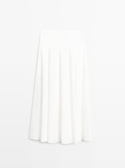 Massimo Dutti Юбка миди из 100% хлопка с деталями на подоле