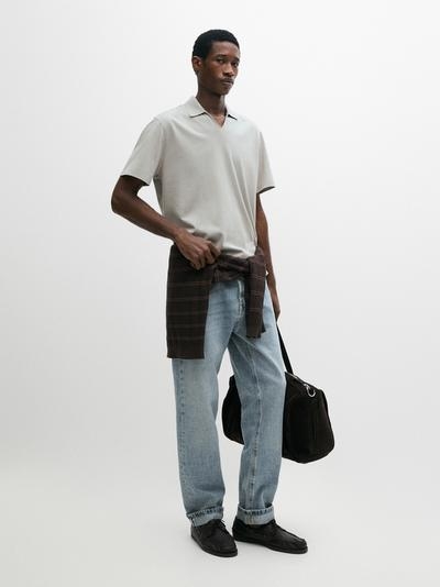 Massimo Dutti Поло с V-образным вырезом из хлопка MASSIMO DUTTI