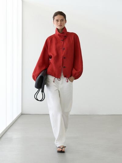 Massimo Dutti Льняная объемная бомбер-куртка