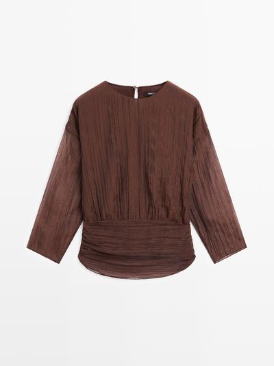 Massimo Dutti Блузка с поясом-шарфом и складками