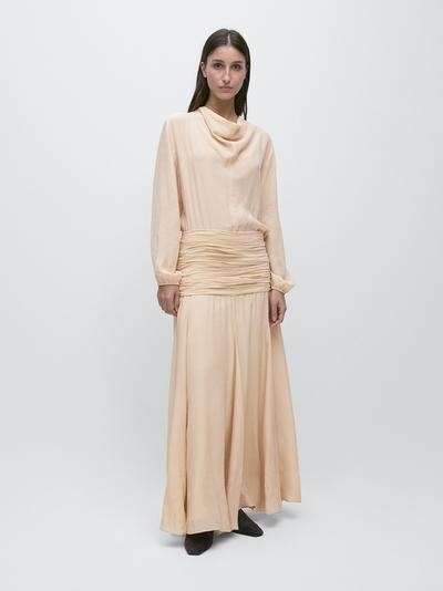 Massimo Dutti Длинное платье с оборками купить с доставкой.