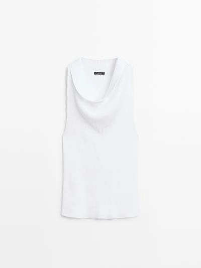 Massimo Dutti Хлопковый топ с драпированным вырезом