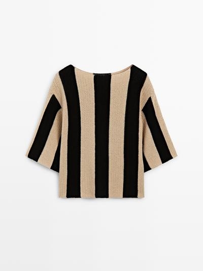 Massimo Dutti Джемпер из хлопкового трикотажа с полосками