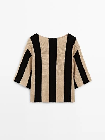 Джемпер из хлопкового трикотажа с полосками- Заказать в России
