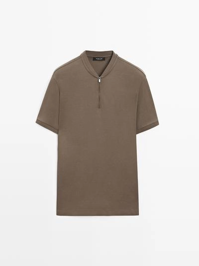 Поло с коротким рукавом на молнии из хлопка- Заказать в России