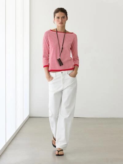 Вязанный свитер из хлопка в полоску- Заказать в России